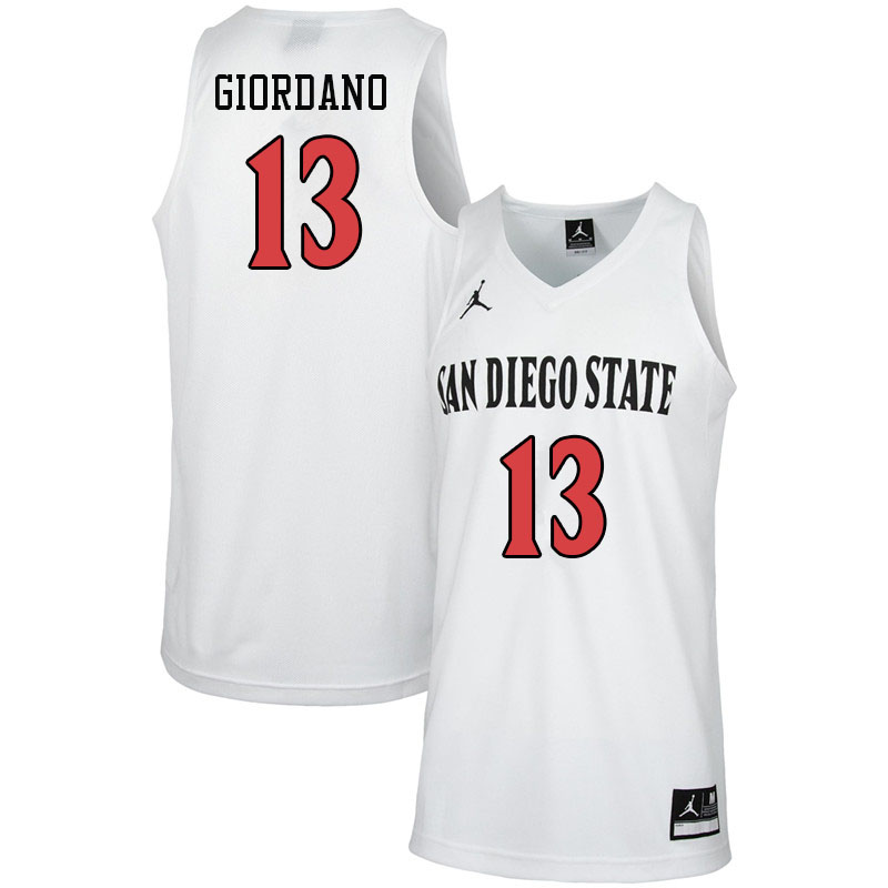Jordan Brand Men #13 Caleb Giordano San Diego State Aztecs College Basketball Jerseys-White